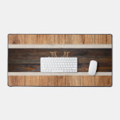 ウッド素朴トーンモノグラムストライプタン デスクマット (キーボード&マウス)