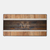 ウッド素朴トーンモノグラムストライプタン デスクマット (正面)