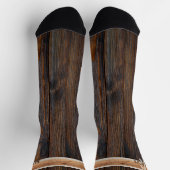 ウッド素朴トーンモノグラムブラウンとタンソックス ソックス (上部)