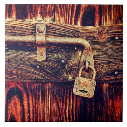 ウッド素朴ドアアンティーク真鍮ロックブラウン タイル (正面)