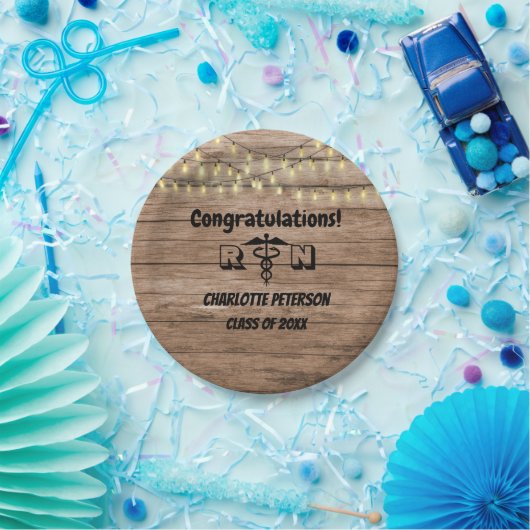 ウッド素朴ナース卒業パーティ紙プレート ペーパープレート (パーティー)