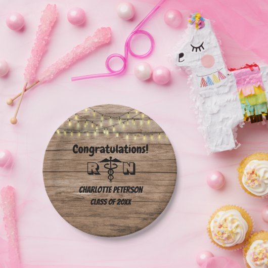 ウッド素朴ナース卒業パーティ紙プレート ペーパープレート (パーティー)