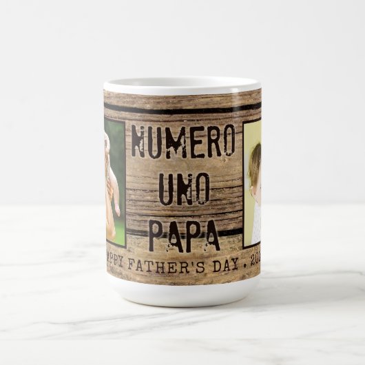 ウッド素朴ヌメロUNO PAPAフォトファーザーズの日 コーヒーマグカップ (中央)