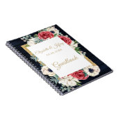 ウッド素朴ネイビーブルゴーニュ金ゴールドフローラ結婚ズ ノートブック (右側)