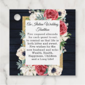 ウッド素朴ネイビーブルゴーニュ金ゴールドフローラ結婚ズ フェイバータグ (正面)