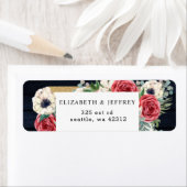 ウッド素朴ネイビーブルゴーニュ金ゴールドフローラ結婚ズ ラベル (インサイチュ)