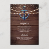 ウッド素朴ネイビーブルーいかり結婚ズ詳細 エンクロージャーカード (正面)