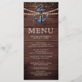 ウッド素朴ネイビーブルーいかり航海の結婚ズ メニュー (正面)