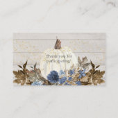 ウッド素朴ネイビーブルーフローラカボチャのブックリクエスト 名刺 (裏面)