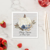 ウッド素朴ネイビーブルーフローラカボチャ赤ちゃんシャワー スタンダードカクテルナプキン (インサイチュ)