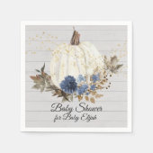 ウッド素朴ネイビーブルーフローラカボチャ赤ちゃんシャワー スタンダードカクテルナプキン (正面)