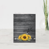 ウッド素朴ネイビーブルーレースフォトサンフラワー結婚ズ サンキューカード (裏面)