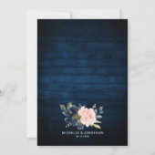 ウッド素朴ネイビーブルー赤面ピンクジオメトリック結婚ス 招待状 (裏面)