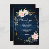 ウッド素朴ネイビー赤面幾何学的ブライダルシャワー サンキューカード (正面/裏面)