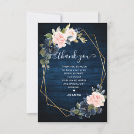 ウッド素朴ネイビー赤面幾何学的ブライダルシャワー サンキューカード