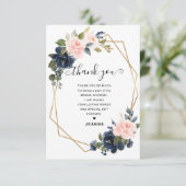ウッド素朴ネイビー赤面幾何学的ブライダルシャワー サンキューカード (スタンド正面)