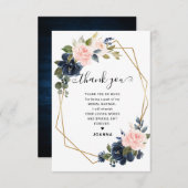 ウッド素朴ネイビー赤面幾何学的ブライダルシャワー サンキューカード (正面/裏面)