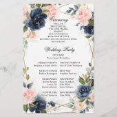 ウッド素朴ネイビー赤面幾何学的結婚式 プログラム (裏面)