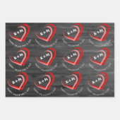 ウッド素朴ハッピーバレンタインデーハート ラッピングペーパーシート (正面)