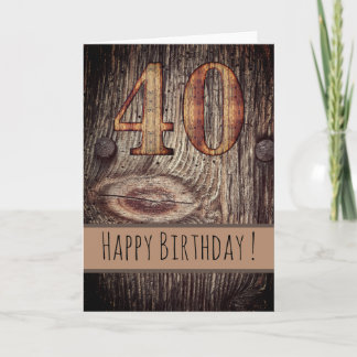 ウッド素朴ハッピーバースデー40th カード