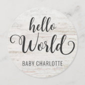 ウッド素朴ハローワールドウェルカムホームベビーサイン (正面)