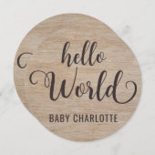 ウッド素朴ハローワールドウェルカムホームベビーサイン (正面/裏面)