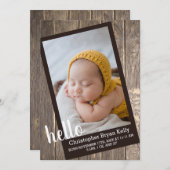 ウッド素朴ハロー誕生 案内状 (正面/裏面)