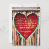 ウッド素朴ハートカントリーウェディング招待状 招待状 (正面)