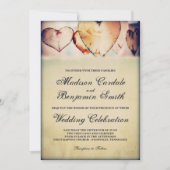 ウッド素朴ハートカントリーウェディング招待状 招待状 (正面)