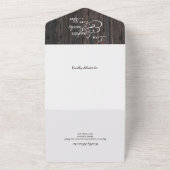 ウッド素朴ハートタイポグラフィ結婚ズ オールインワン招待状 (外側)