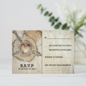 ウッド素朴ハートツリーウェディングRSVPカード 出欠カード (スタンド正面)