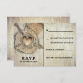 ウッド素朴ハートツリーウェディングRSVPカード 出欠カード (正面/裏面)