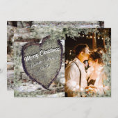 ウッド素朴ハートユーカリプスグリーナリーホリデイ シーズンカード (正面/裏面)