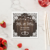 ウッド素朴ハートレースストリングラ結婚イト スタンダードカクテルナプキン (インサイチュ)