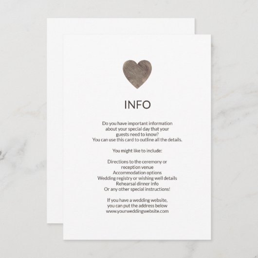 ウッド素朴ハート情報/詳細カード エンクロージャーカード (正面/裏面)