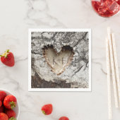 ウッド素朴ハート樺の木バーク結婚ズ スタンダードカクテルナプキン (インサイチュ)