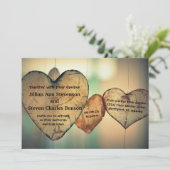 ウッド素朴ハート-結婚式招待状 招待状 (スタンド正面)