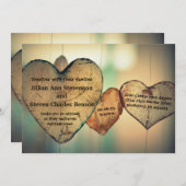 ウッド素朴ハート-結婚式招待状 招待状 (正面/裏面)