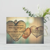ウッド素朴ハート-結婚式招待状 招待状 (スタンド正面)