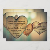 ウッド素朴ハート-結婚式招待状 招待状 (正面/裏面)