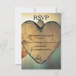 ウッド素朴ハート- RSVPカード