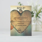 ウッド素朴ハート- RSVPカード (スタンド正面)