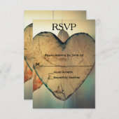 ウッド素朴ハート- RSVPカード (正面/裏面)