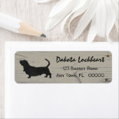 ウッド素朴バセットハウンドウォーター色シルエット ラベル (インサイチュ)