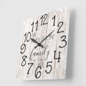 ウッド素朴バフェイクンファームハウスカスタムファミリーネーム スクエア壁時計 (傾斜)