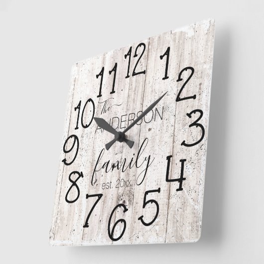 ウッド素朴バフェイクンファームハウスカスタムファミリーネーム スクエア壁時計 (傾斜)
