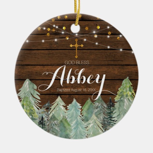 ウッド素朴バプテスマオーナメントゴッドブレスオーナメント セラミックオーナメント (正面)