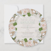 ウッド素朴バラバビーズブレスフローララウンドリース 招待状 (正面)