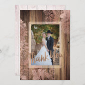 ウッド素朴バラレース結婚の写真ありがとう サンキューカード (正面/裏面)