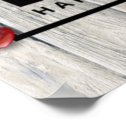 ウッド素朴バレンタインデーモダンラブ赤いハート ポスター (角)